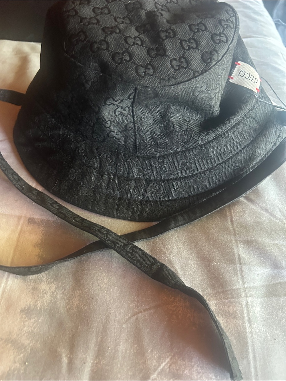 Black Designer Monogram Bucket Hat